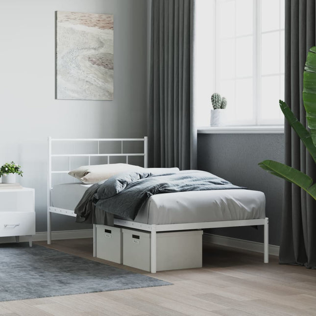 sengeramme uden madras med hovedgærde 75x190 cm hvid