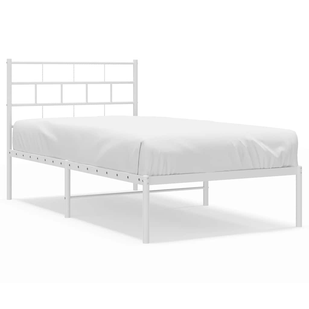 sengeramme med sengegavl 100x190 cm metal hvid
