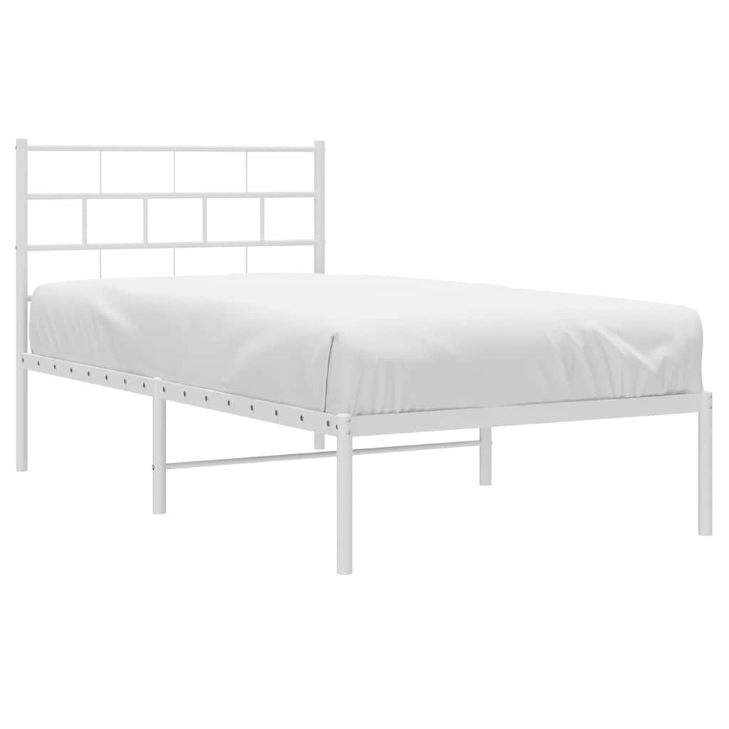 sengeramme med sengegavl 100x190 cm metal hvid