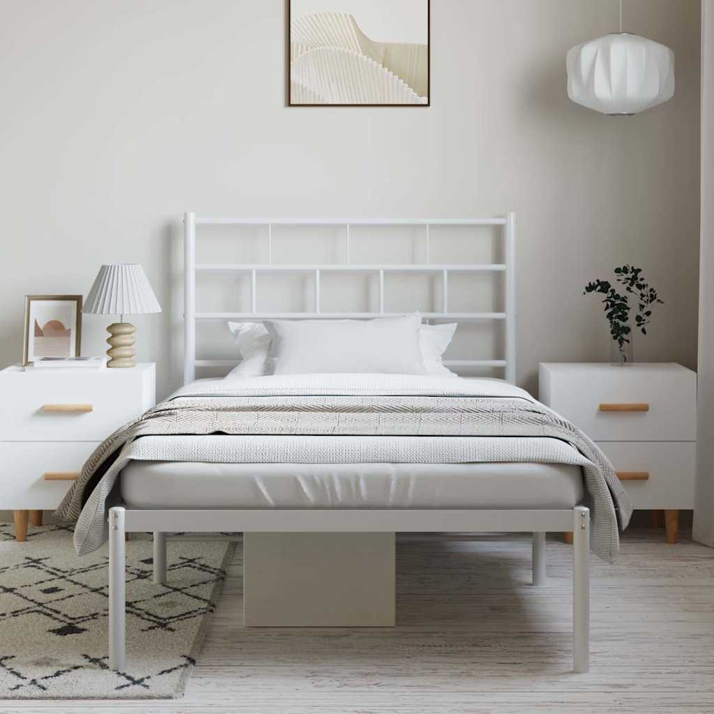 sengeramme med sengegavl 100x190 cm metal hvid