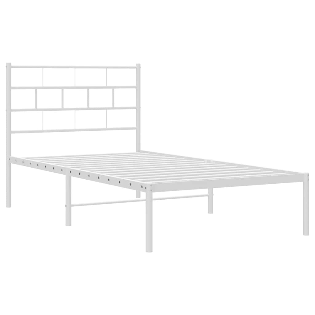 sengeramme med sengegavl 100x190 cm metal hvid