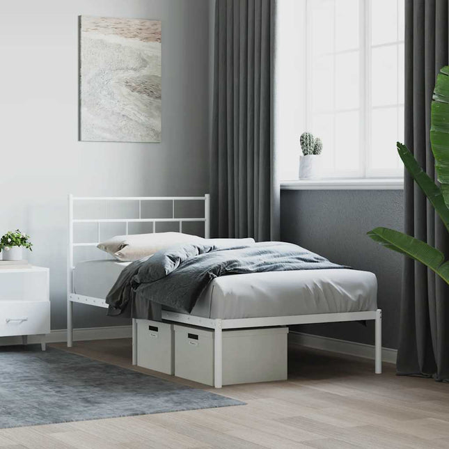 sengeramme med sengegavl 107x203 cm metal hvid