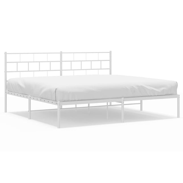 sengeramme med sengegavl 180x200 cm metal hvid