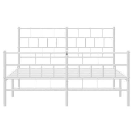 sengeramme med sengegavl og fodgærde 120x200 cm metal hvid