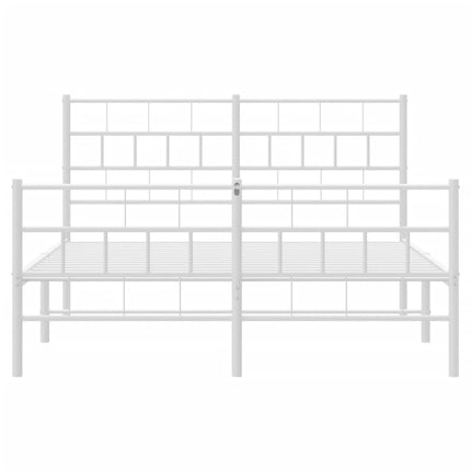 sengeramme med sengegavl og fodgærde 140x190 cm metal hvid