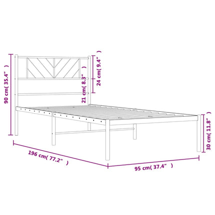 sengeramme med sengegavl 90x190 cm metal sort