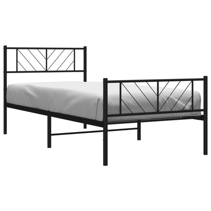 sengeramme med sengegavl og fodgærde 75x190 cm metal sort