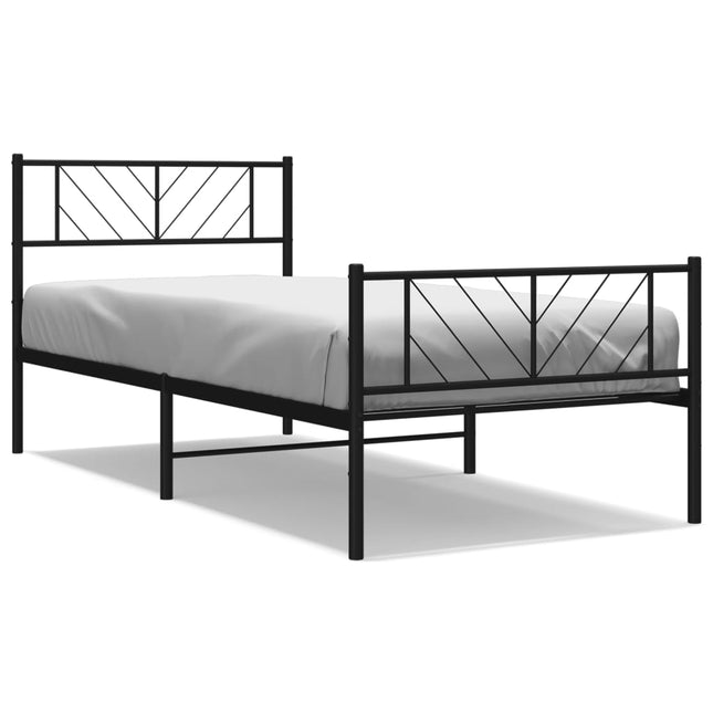 sengeramme med sengegavl og fodgærde 80x200 cm metal sort