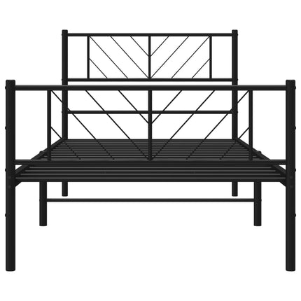 sengeramme med sengegavl og fodgærde 80x200 cm metal sort