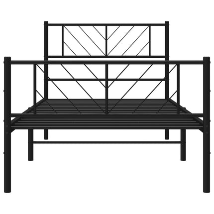 sengeramme med sengegavl og fodgærde 90x190 cm metal sort
