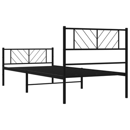 sengeramme med sengegavl og fodgærde 90x200 cm metal sort