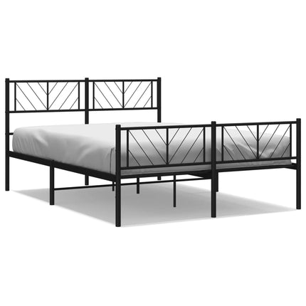 sengeramme med sengegavl og fodgærde 140x190 cm metal sort