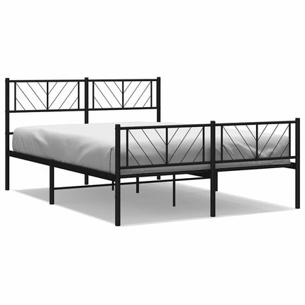 sengeramme med sengegavl og fodgærde 150x200 cm metal sort
