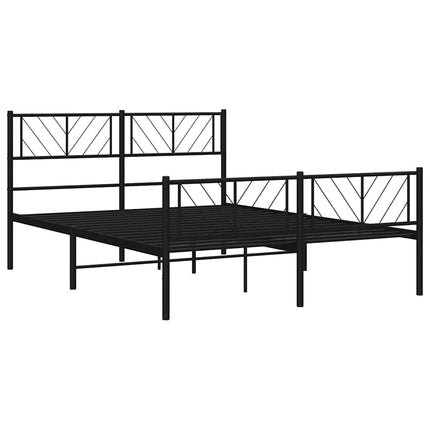 sengeramme med sengegavl og fodgærde 150x200 cm metal sort