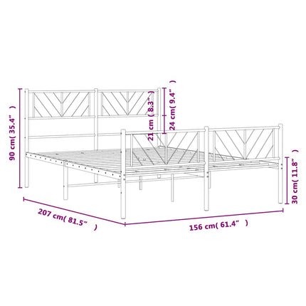 sengeramme med sengegavl og fodgærde 150x200 cm metal sort