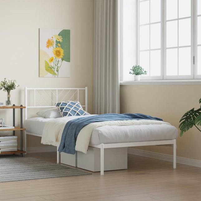 sengeramme med sengegavl 80x200 cm metal hvid