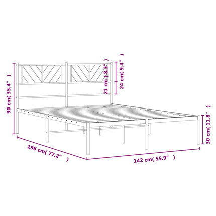 sengeramme med sengegavl 135x190 cm metal hvid