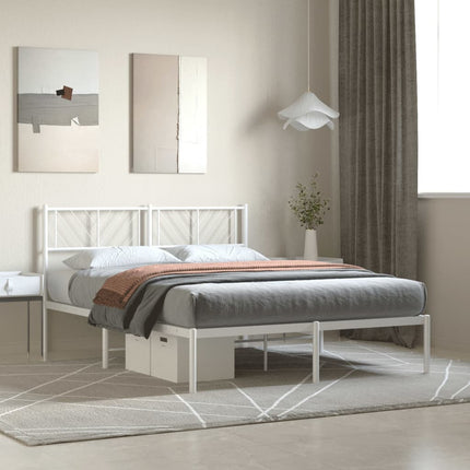 sengeramme med sengegavl 140x200 cm metal hvid