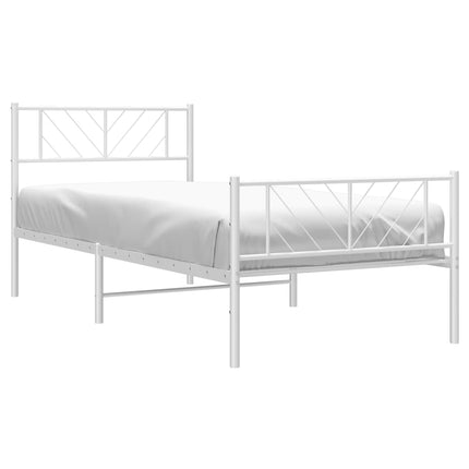 sengeramme med sengegavl og fodgærde 75x190 cm metal hvid