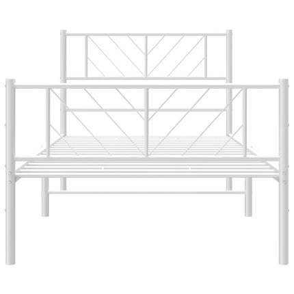sengeramme med sengegavl og fodgærde 75x190 cm metal hvid