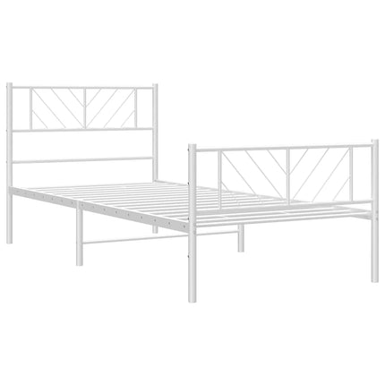 sengeramme med sengegavl og fodgærde 100x190 cm metal hvid