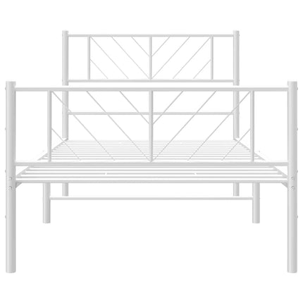 sengeramme med sengegavl og fodgærde 100x190 cm metal hvid