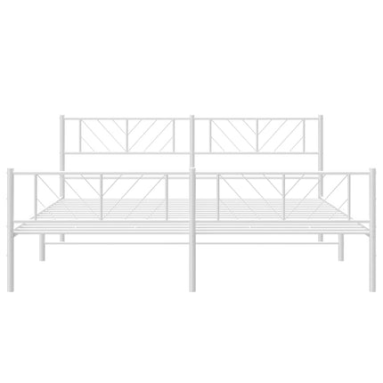 sengeramme med sengegavl og fodgærde 180x200 cm metal hvid