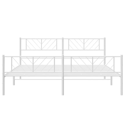 sengeramme med sengegavl og fodgærde 183x213 cm metal hvid