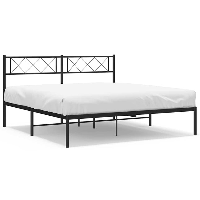 sengeramme med sengegavl 160x200 cm metal sort
