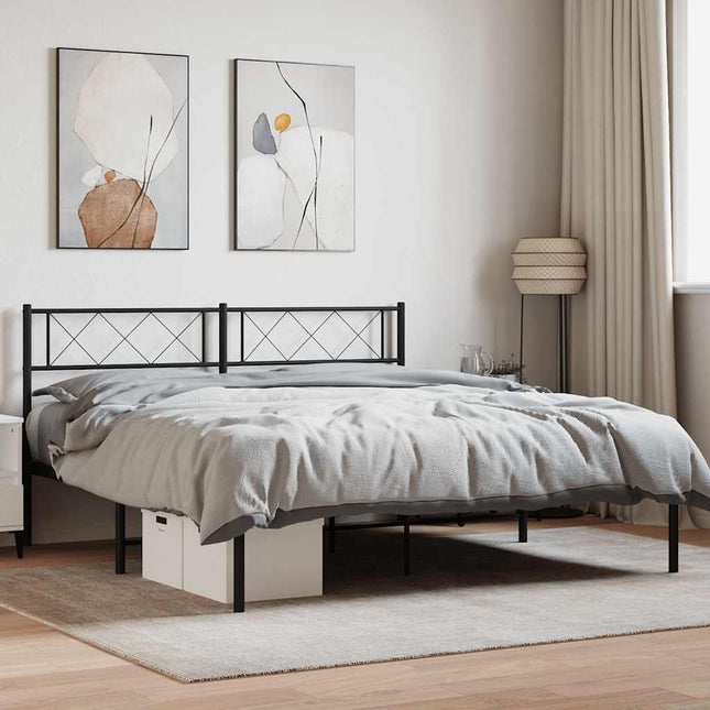 sengeramme med sengegavl 160x200 cm metal sort