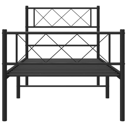 sengeramme med sengegavl og fodgærde 90x190 cm metal sort