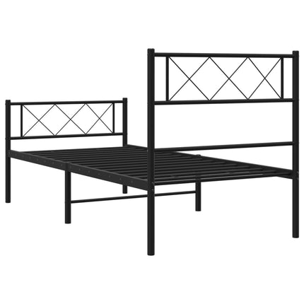 sengeramme med sengegavl og fodgærde 90x190 cm metal sort