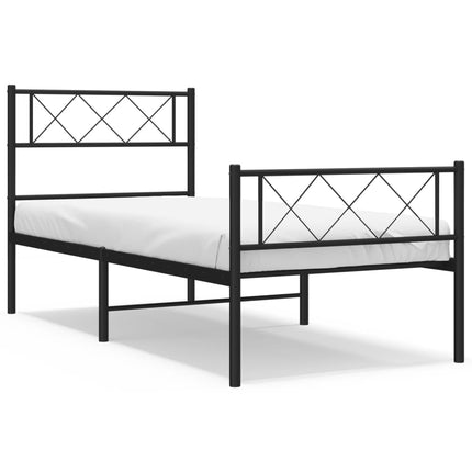 sengeramme med sengegavl og fodgærde 90x200 cm metal sort