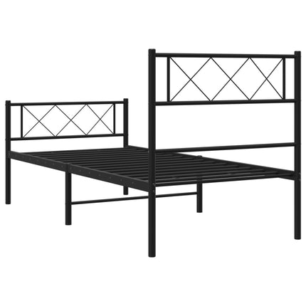 sengeramme med sengegavl og fodgærde 107x203 cm metal sort