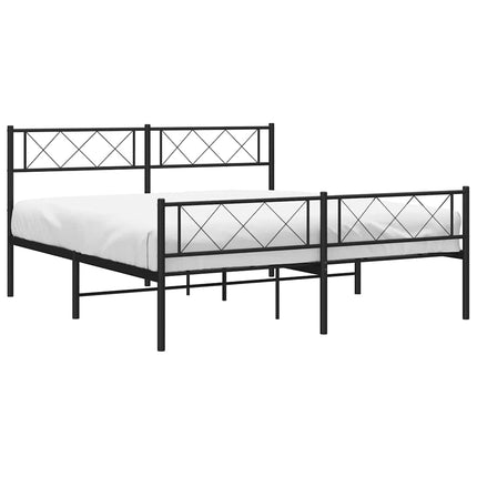 sengeramme med sengegavl og fodgærde 120x190 cm metal sort