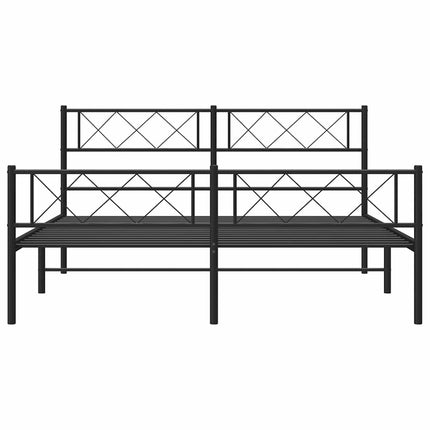 sengeramme med sengegavl og fodgærde 120x200 cm metal sort