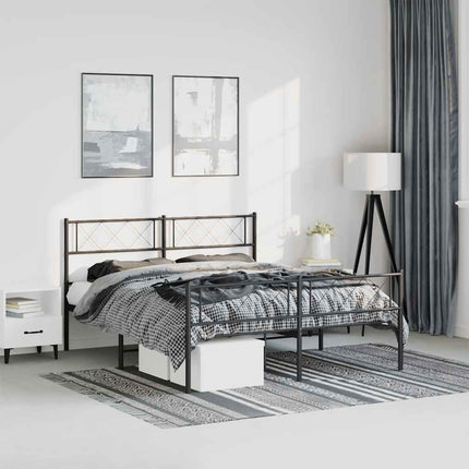 sengeramme med sengegavl og fodgærde 135x190 cm metal sort