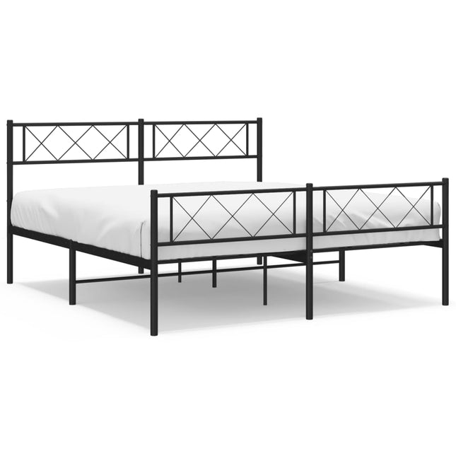 sengeramme med sengegavl og fodgærde 140x200 cm metal sort
