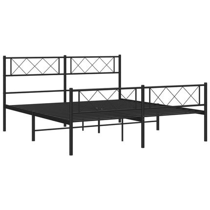 sengeramme med sengegavl og fodgærde 140x200 cm metal sort