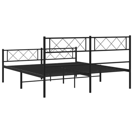 sengeramme med sengegavl og fodgærde 140x200 cm metal sort