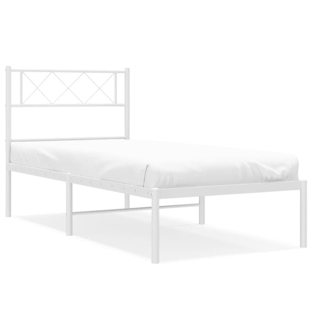 sengeramme med sengegavl 90x200 cm metal hvid