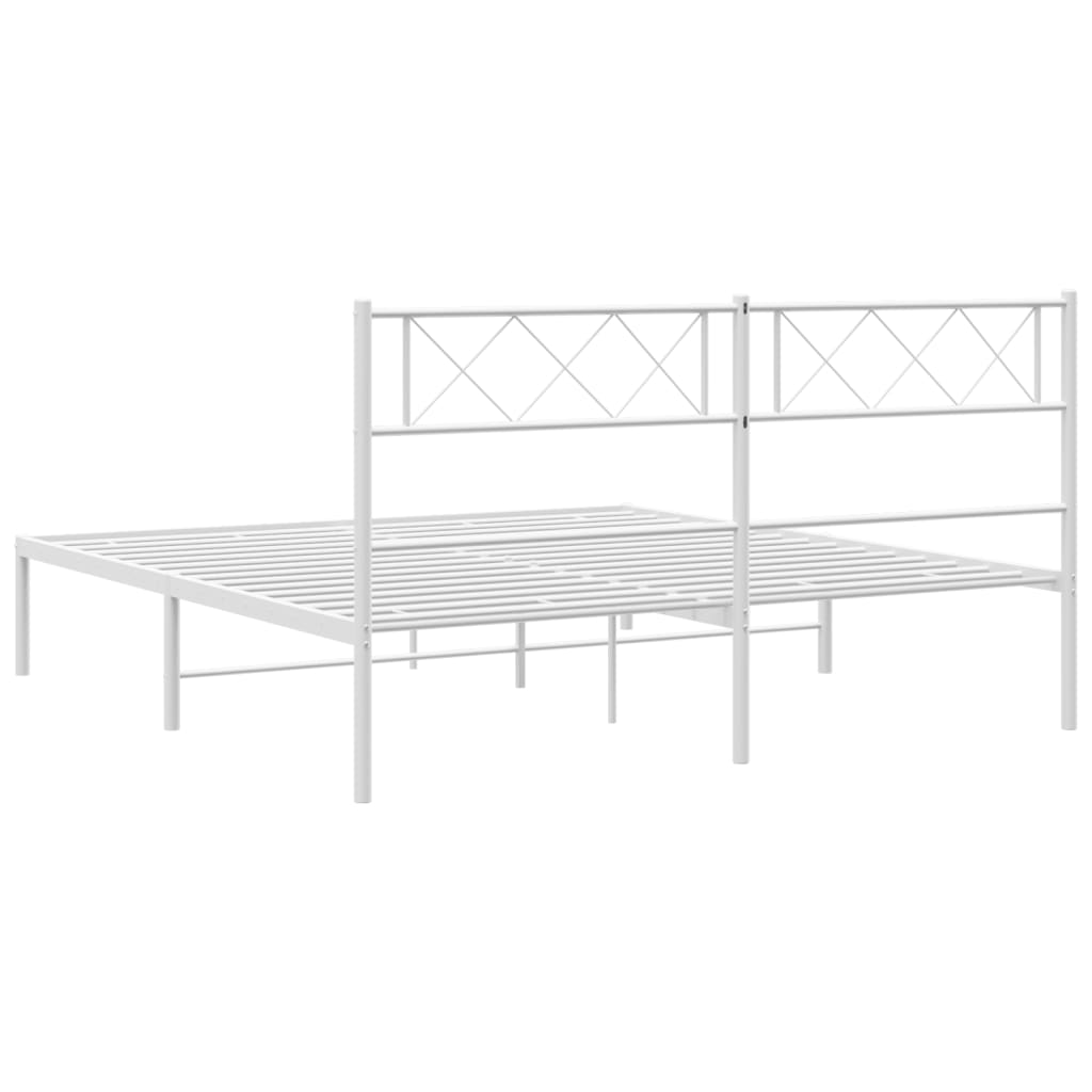 sengeramme med sengegavl 140x200 cm metal hvid