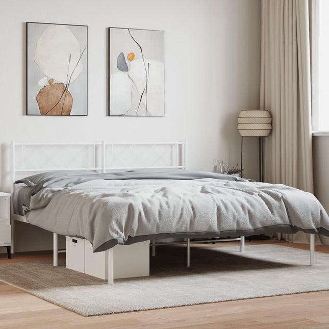 sengeramme med sengegavl 140x200 cm metal hvid