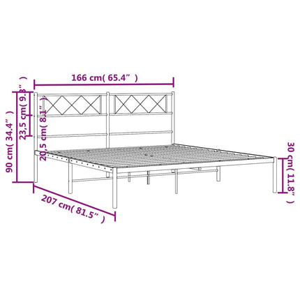 sengeramme med sengegavl 160x200 cm metal hvid