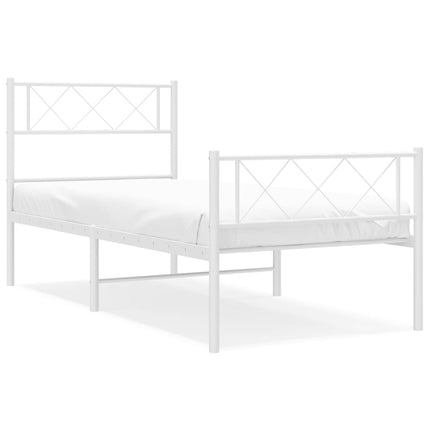 sengeramme med sengegavl og fodgærde 80x200 cm metal hvid