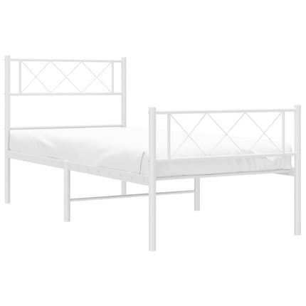 sengeramme med sengegavl og fodgærde 80x200 cm metal hvid