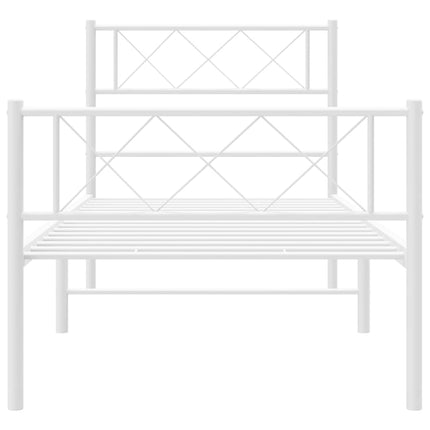 sengeramme med sengegavl og fodgærde 80x200 cm metal hvid