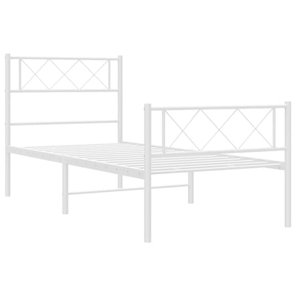 sengeramme med sengegavl og fodgærde 80x200 cm metal hvid