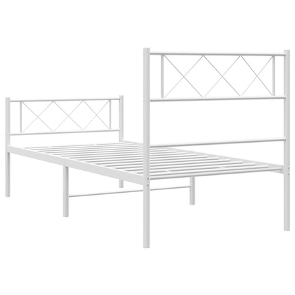 sengeramme med sengegavl og fodgærde 80x200 cm metal hvid