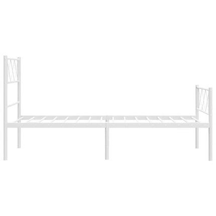 sengeramme med sengegavl og fodgærde 100x190 cm metal hvid
